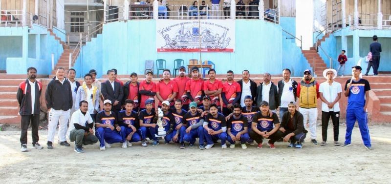 Razzle United Cricket Club (in blue) and Inning Stars with Special Guest Rajashekara N DIG 3rd NAP along with officials of Tuensang District Cricket Association on February  3 at Parade ground in Tuensang.